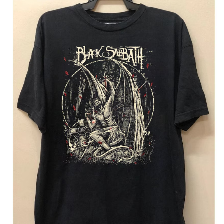【Camiseta Premium em Algodão Puro】GXG Camiseta Black Sabbath Banda Heavy Metal Unissex Oversized Streetwear Algodão