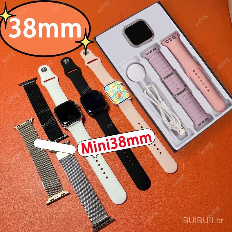 Smartwatch 38mm Relógio 2 em 1 9 Mini Relógio de Esportes Chamada de Voz Conjunto de Presente Relógio Feminino Relógio M