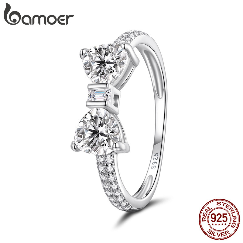 Bamoer 925 Prata Esterlina Anel Arco Design Jóias Presente Feminino em Oferta na Shopee