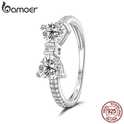 Bamoer 925 Prata Esterlina Anel Arco Design Jóias Presente Feminino