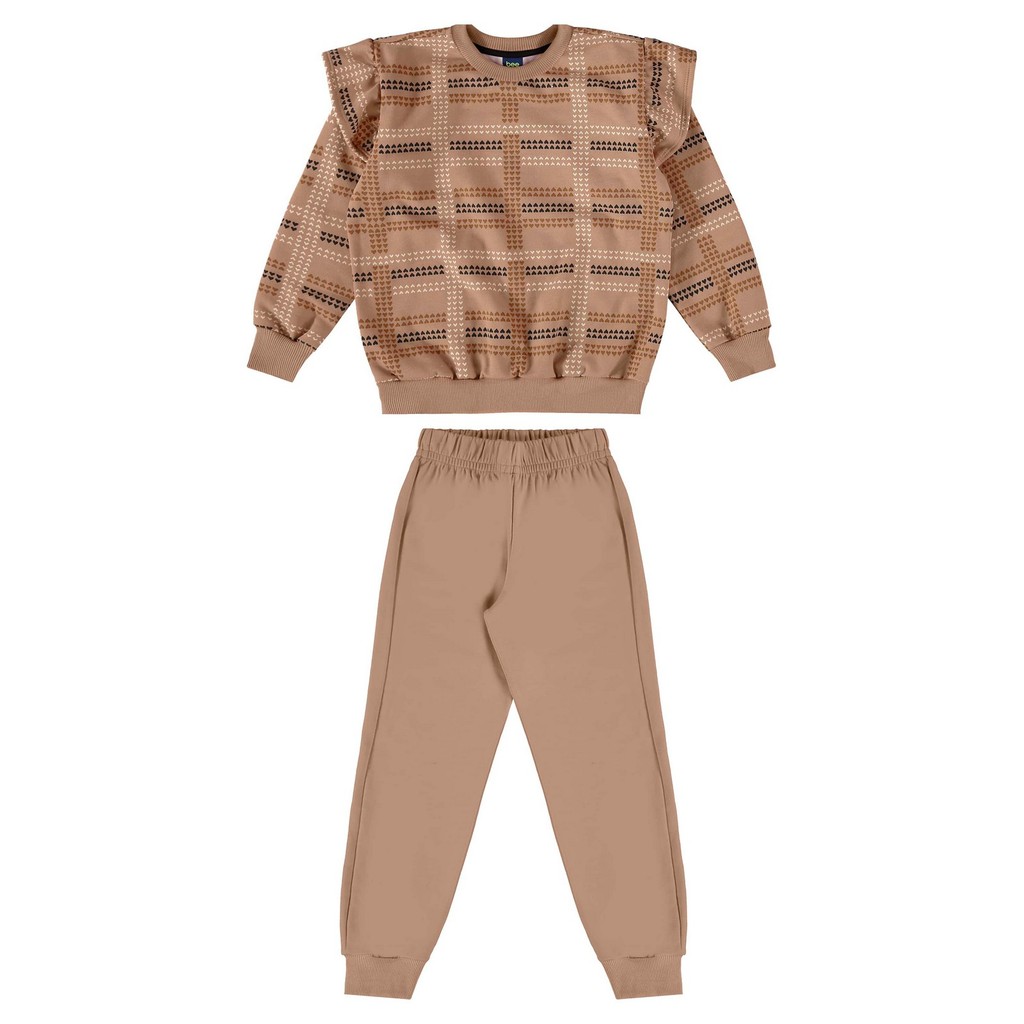 Conjunto Infantil Feminina com Blusão Xadrez e Calça Bee Loop em Oferta na Shopee
