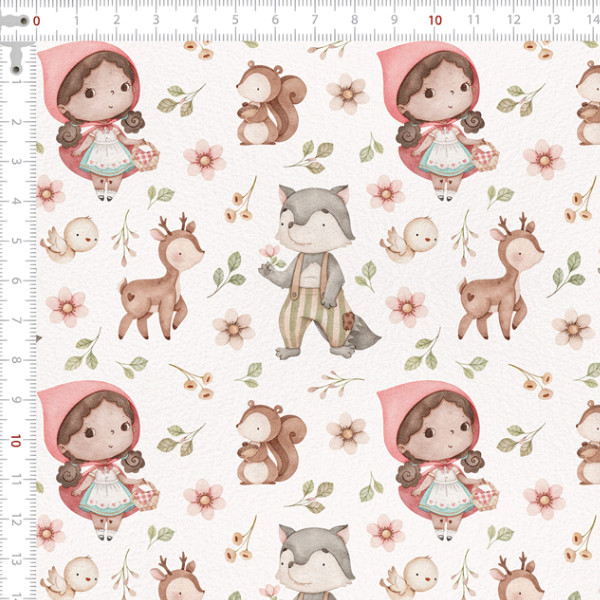 Tecido Tricoline Digital Garotinha na Floresta Costura Artesanato Patchwork Pano Ateliê DIY
