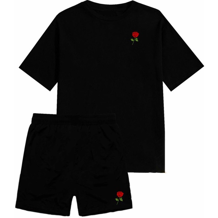 Kit Conjunto Estampado Camiseta Algodao + Bermuda Masculina Tactel Academia Corrida Esporte