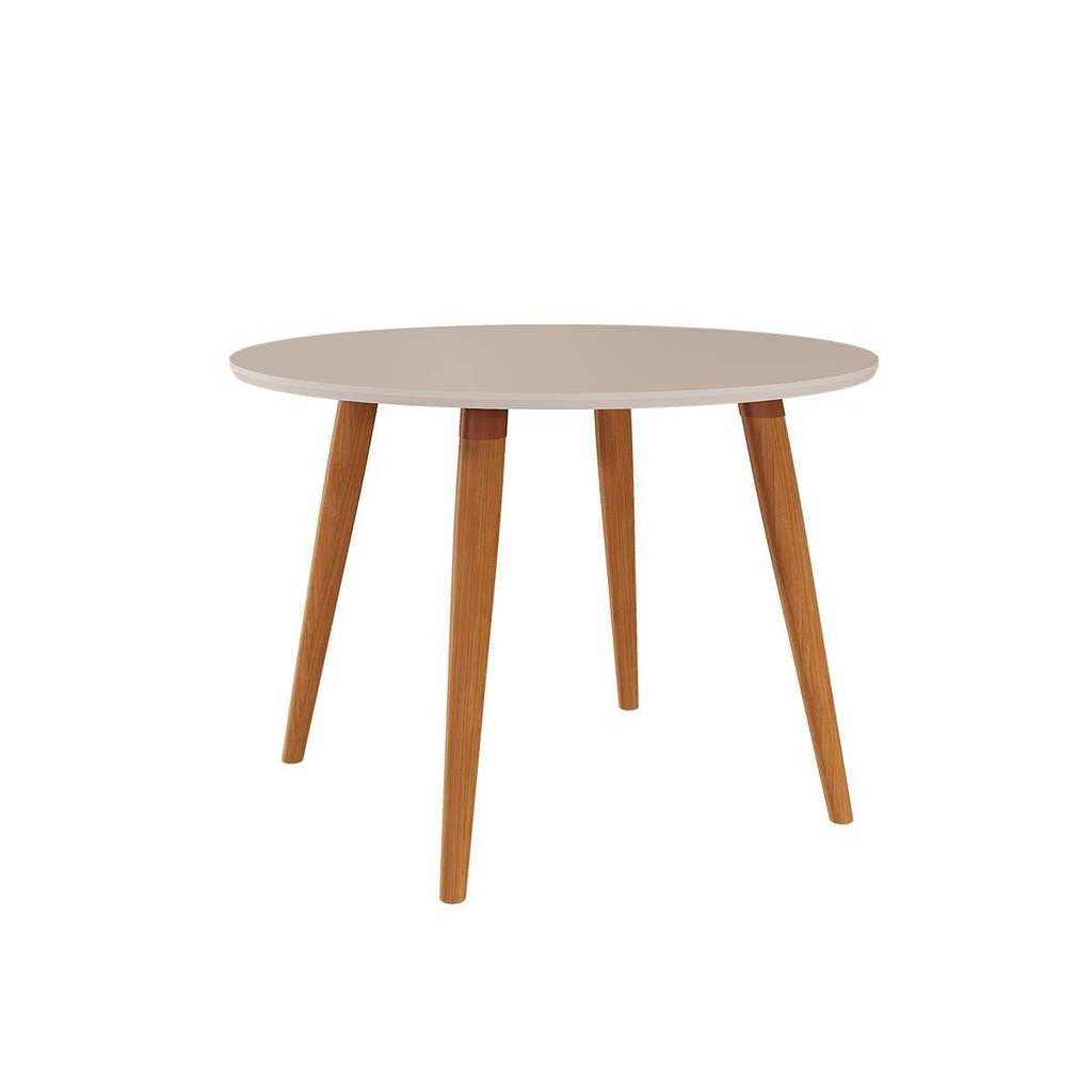 Mesa de Sala Jantar Dani Madeira Maciça c/Tampo Madeirado 110cm Madeira/Off White/Nude - Cimol