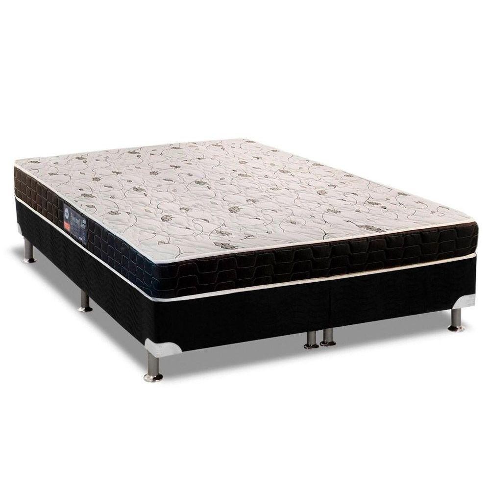 Cama Box Queen: Colchão Espuma Anjos D28/AG65 Pantanal Thierry + Base CRC Suede Black(158x198)