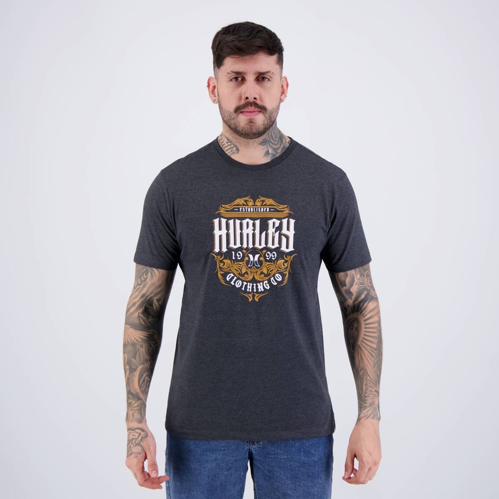 Camiseta Hurley Label Mescla Preta em Oferta na Shopee