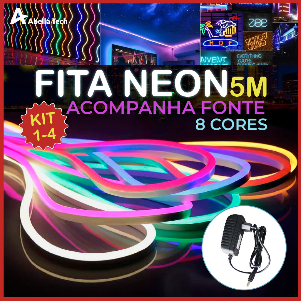 Valor atual: Fita de LED Mangueira Neon 5 Metros 60W Flexível Com Fonte 12V | 8 Cores

ℹ️N...