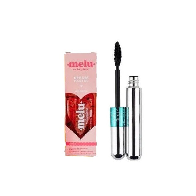 Kit Serum Facial Melu Ruby Rose RR4000 + Máscara para cílios a prova d'água T&G Tango RÍMEL 4D cor preto volume
