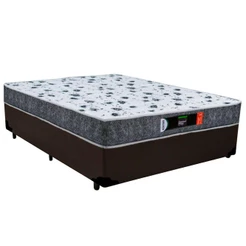 Cama Box Casal + Colchão Ortopédico Resistente Pró D28 Colchões 138x188x60 Marrom