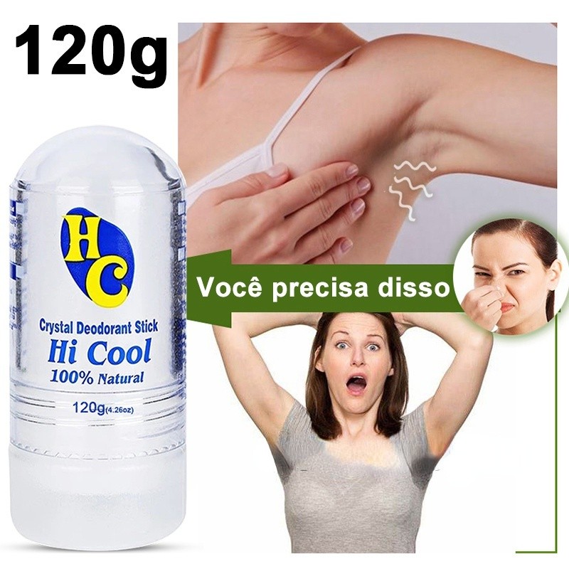 Desodorante Natural Pedra Sal Cristal 120g Unisex Hi Cool em Oferta na Shopee