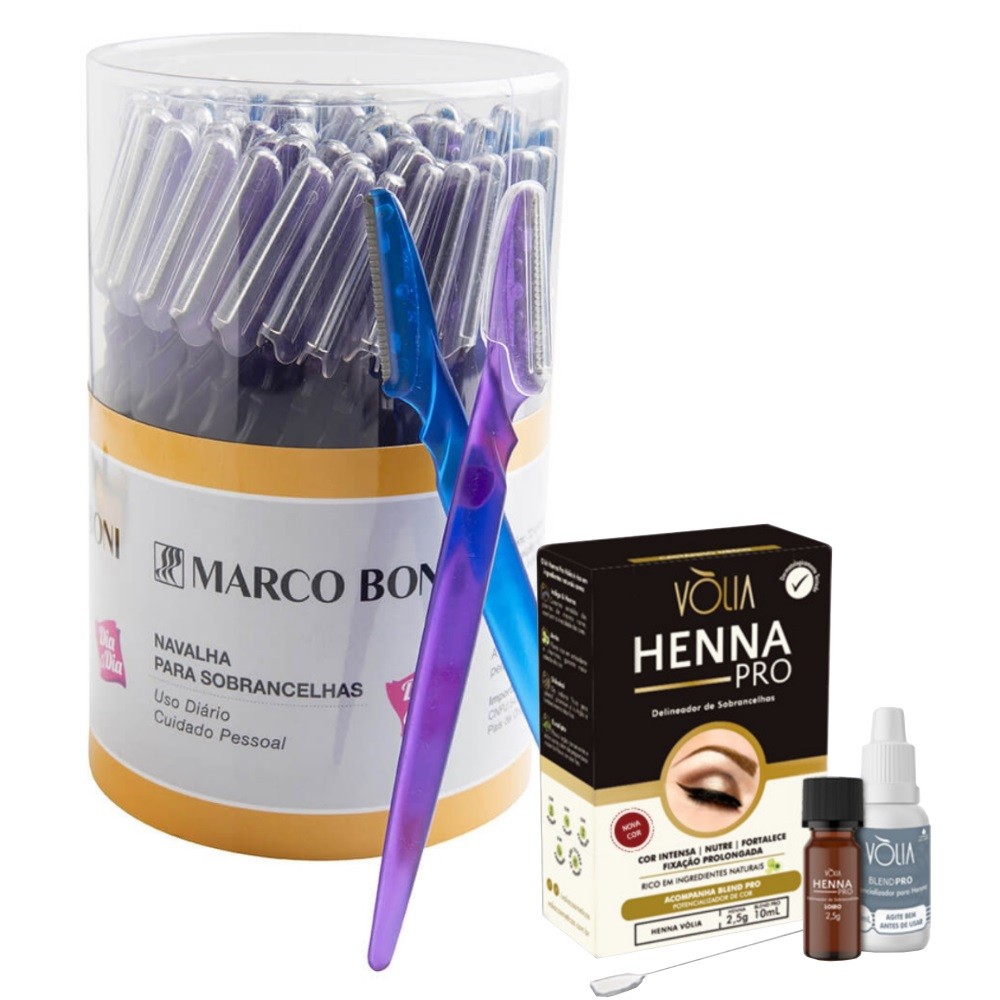 KIT 20UN NAVALHA INDIVIDUAL PARA SOBRANCELHAS E HENNA LOIRA VOLIA