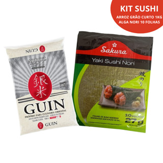 Kit Arroz Grão Curto Sushi + Alga Nori 10 Folhas em Oferta na Shopee