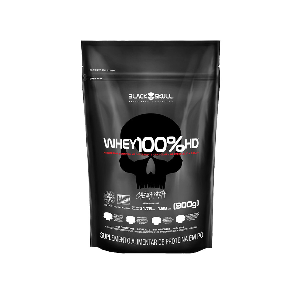 100% Whey HD Baunilha 900g Refil - Black Skull