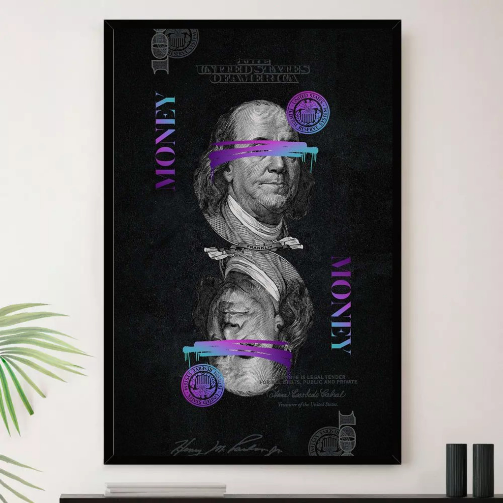 Quadro Dinheiro Dolar Moeda Milionario Decorativo A3 35x45cm