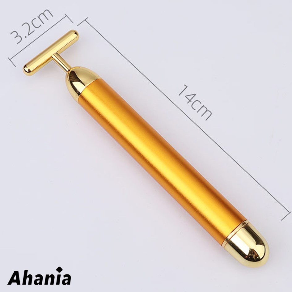 Ahania Massageador Facial Vibração Afina Rosto Eletrica Anti-Rugas Pró Cor Dourado