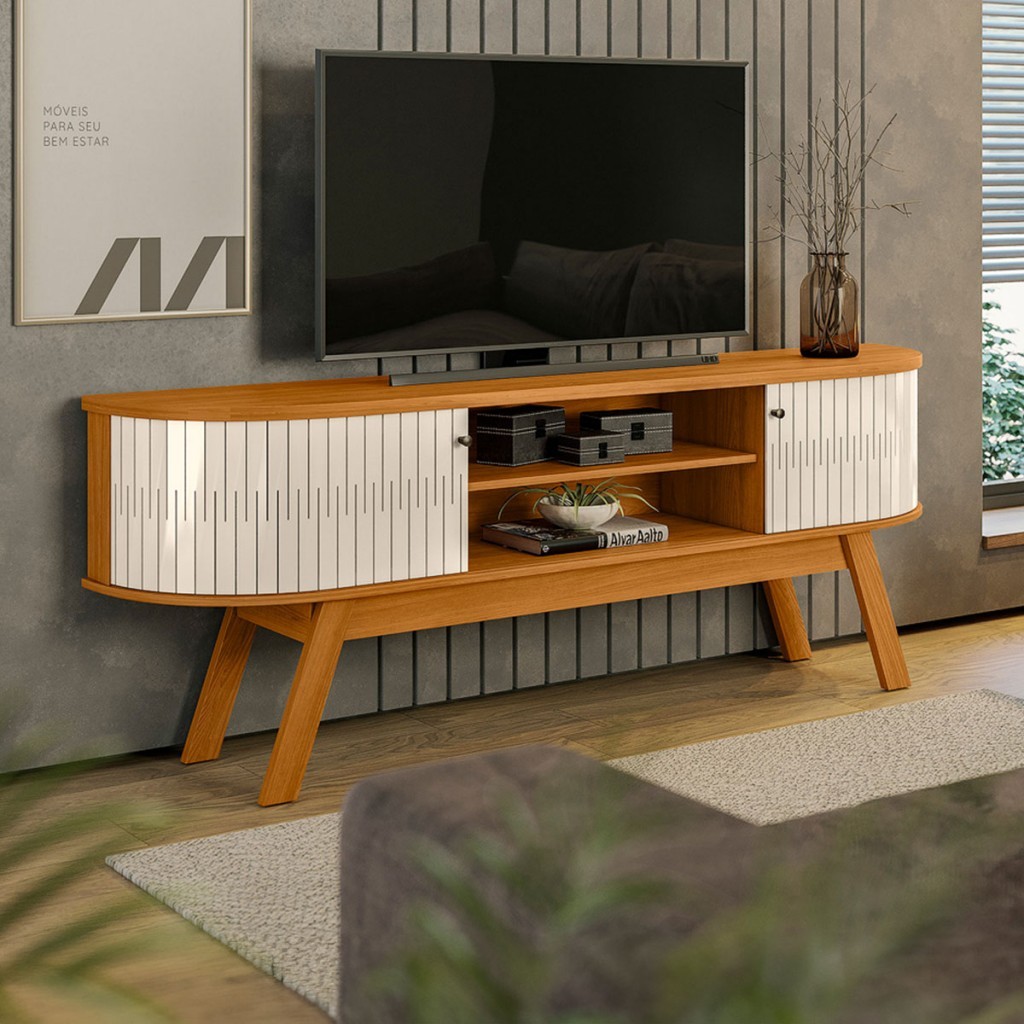 Rack para TV Até 75 Polegadas Valencia 2 Portas Cinamomo/Off White - Madetec - Home & Living