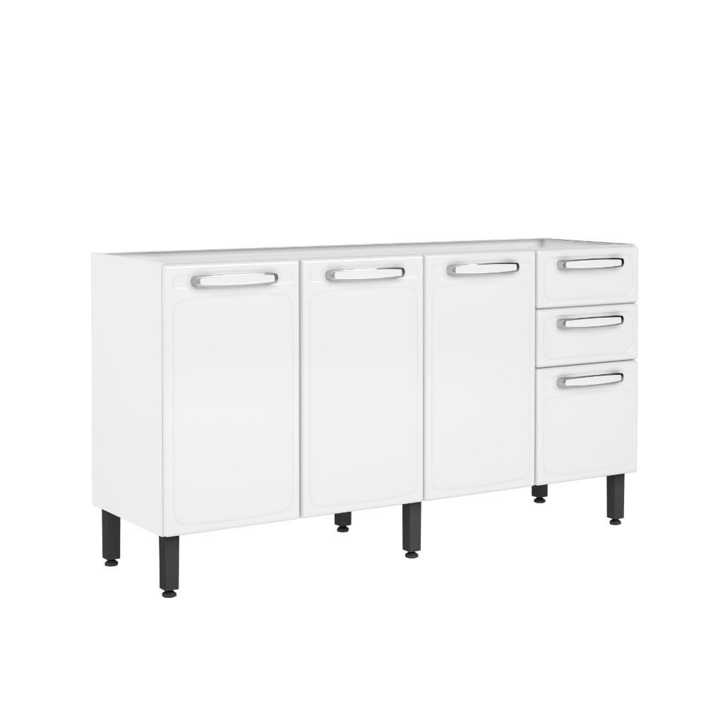 Balcão de Cozinha Bertolini Evidence em Aço com 3 Portas e 4 Gavetas Branco em Oferta na Shopee