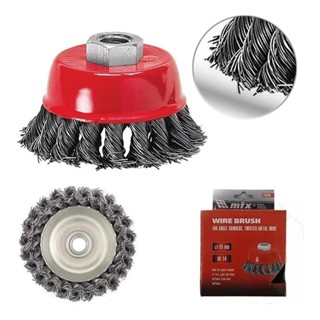 Escova de Aço Circular 75 mm Trançada Tipo Copo com Rosca M14 MTX em Oferta na Shopee
