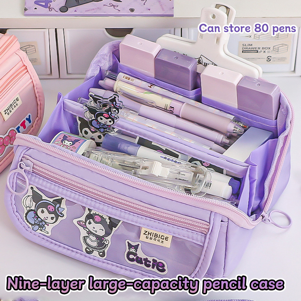 Kawaii Feminino Coração Prisma Lápis Caso Grande Capacidade Estudante De Alto Valor Menina Saco Multifuncional Papelaria em Oferta na Shopee