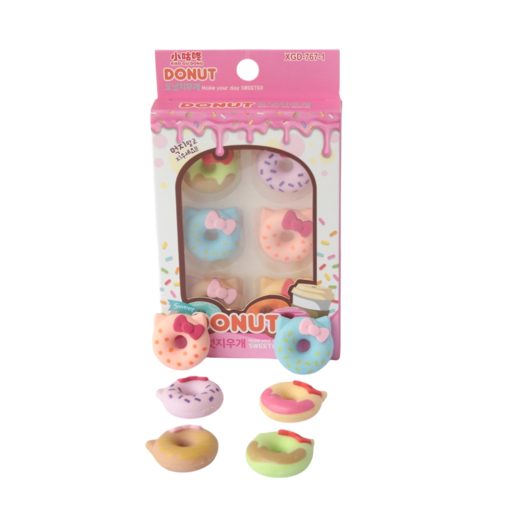Borracha Donut 6 unidades - Papelaria Criativa Kawaii Papelaria Fofa