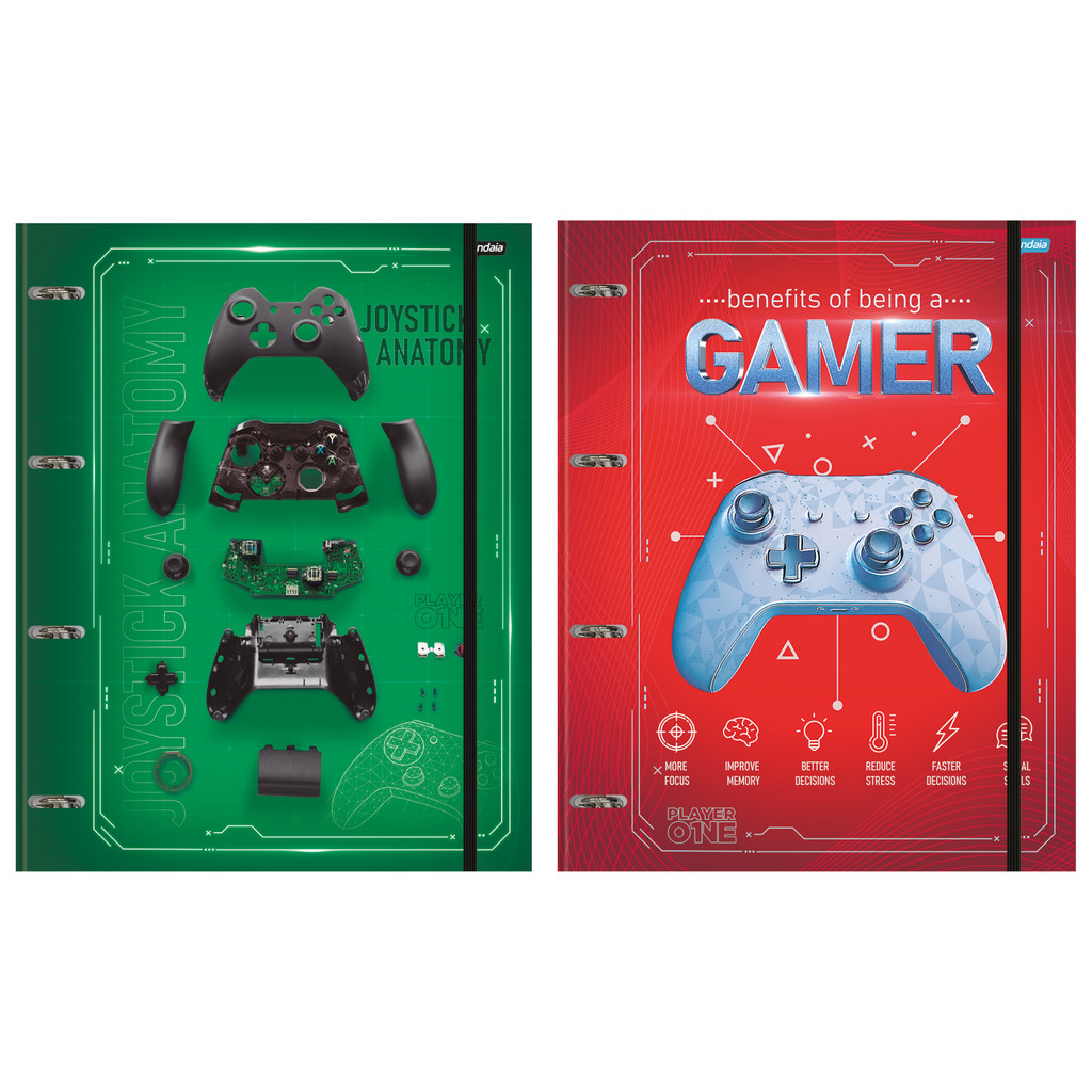 Fichário/Caderno Argolado Universitário Capa Dura 80 Folhas  Vídeo Game Player 1 - 1 Unidade Sortida em Oferta na Shopee