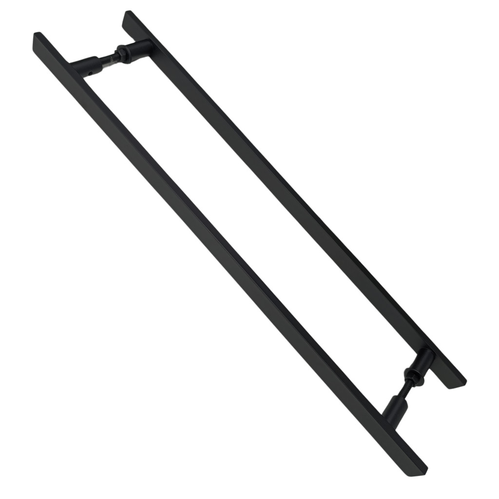 Puxador Duplo Alumínio 80cm Porta Pivotante  Preto