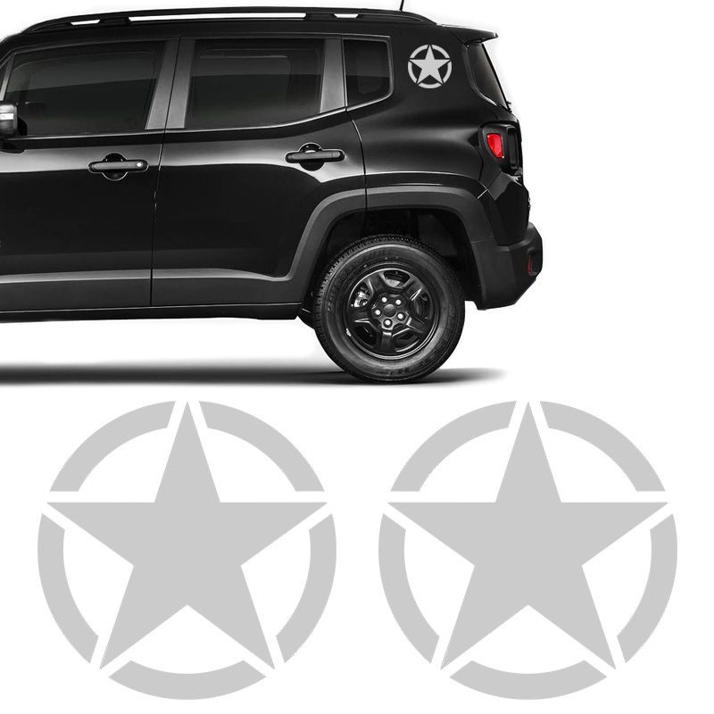 Kit Estrela Militar Para Coluna Jeep Renegade Adesivo Cinza