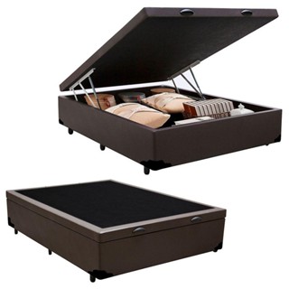 Cama Box Baú Casal Sintético Serene Marrom 138x188x44 em Oferta na Shopee