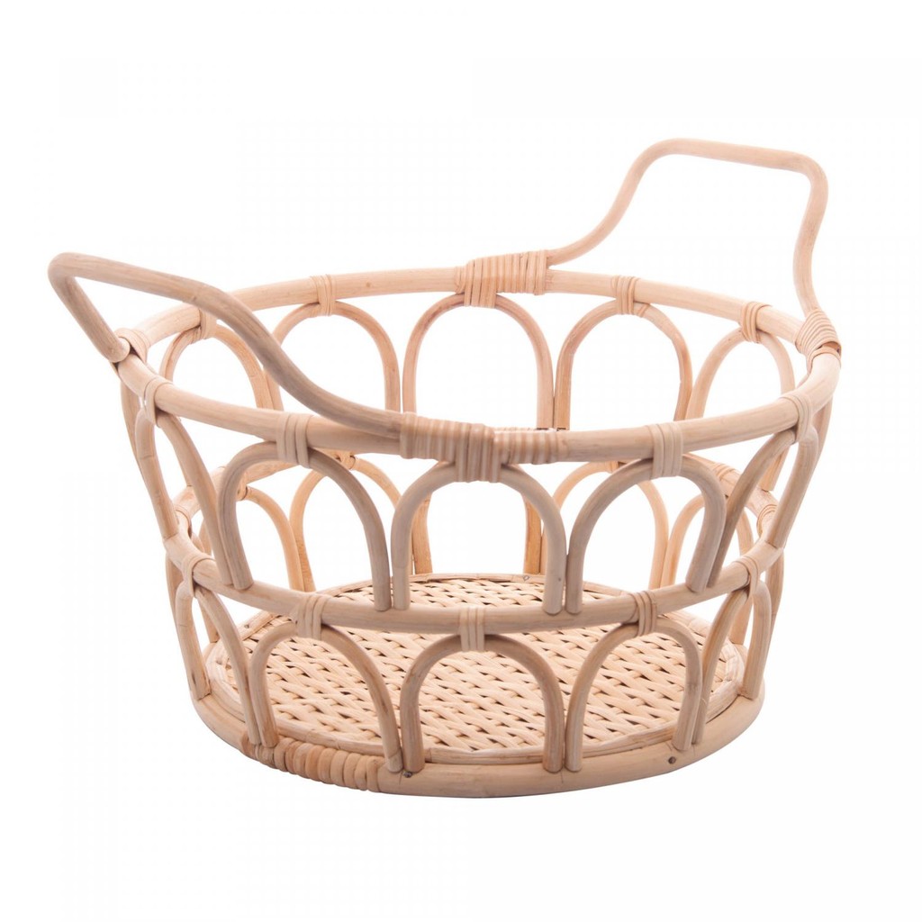 Cesto Decorativo De Rattan Alça Nature 37X 30X 18,5Cm Wolff