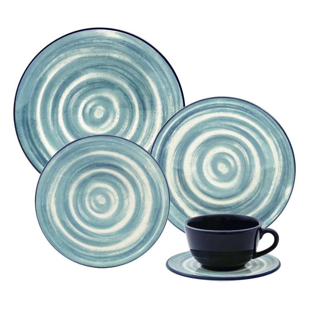 Aparelho de Jantar e Chá 20 Peças Unni Oceânica em Oferta na Shopee