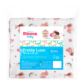 Kit 5 Fraldas de Pano Luxo para Bebê Turma da Mônica Baby