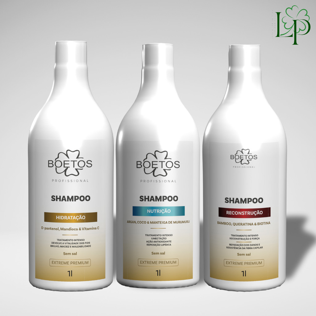 Kit Cronograma Capilar Shampoo hidratação nutrição reconstrução Mandioca Mururmuru Queratina Boetos Profissional 1L em Oferta na Shopee