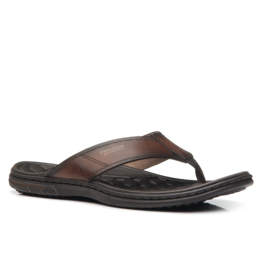 Chinelo masculino em Couro Legitimo Pegada Tamanhos Grandes