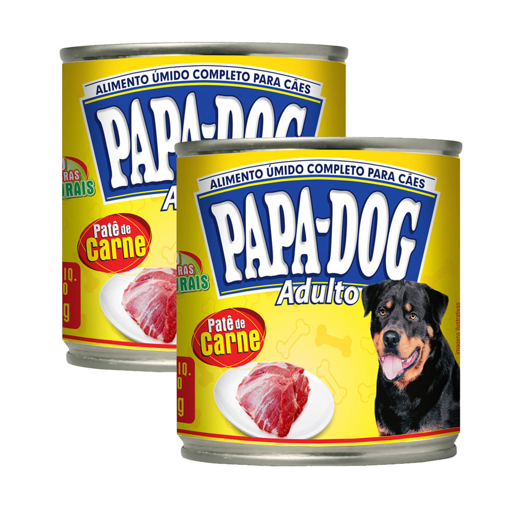 Kit 2 Ração Úmida para Cachorro Papa Dog Adulto Patê Sabor Carne em Lata 280g em Oferta na Shopee