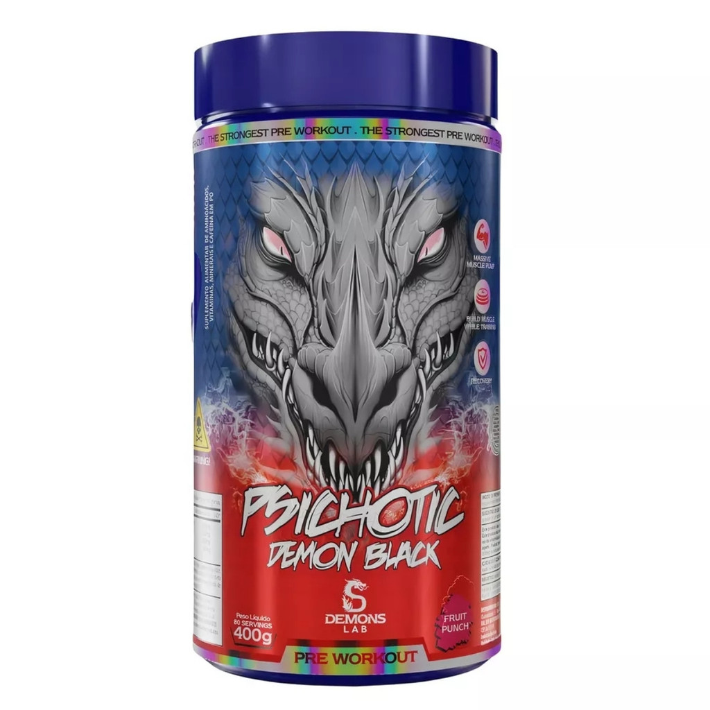 Pré-Treino Psichotic Demon Black Pote 300g Demons Lab FRUIT PUNCH