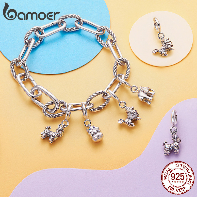 Bamoer 925 Prata Esterlina Charme Hamster Pomeranian Medalhão Acessórios Para Animais De Estimação Pingente DIY Pulseira em Oferta na Shopee