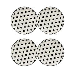 Jogo com 4 Pratos de Sobremesa 20 Cm Oxford Unni Stripes And Dots
