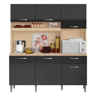 Kit Cozinha Compacta Siena 2000446 Avena Grafite - Aramóveis em Oferta na Shopee