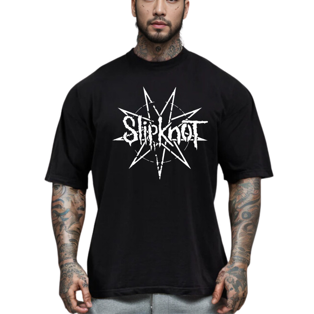[Camiseta Premium em Algodão Puro]GXG Camiseta Oversized Slipknot Streetwear Show Camisa Larga