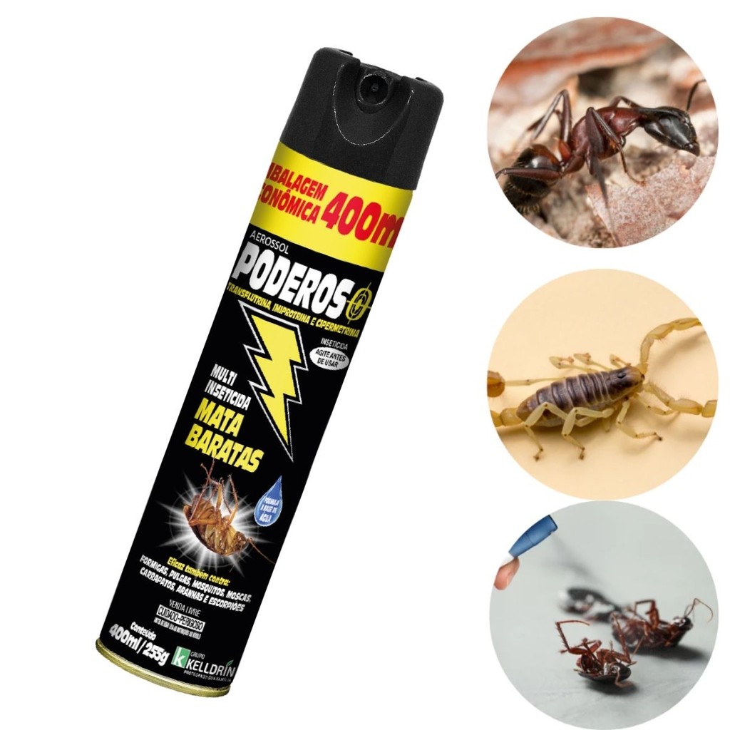 Inseticida Spray Poderoso 400ml Para Baratas e Escorpiões
