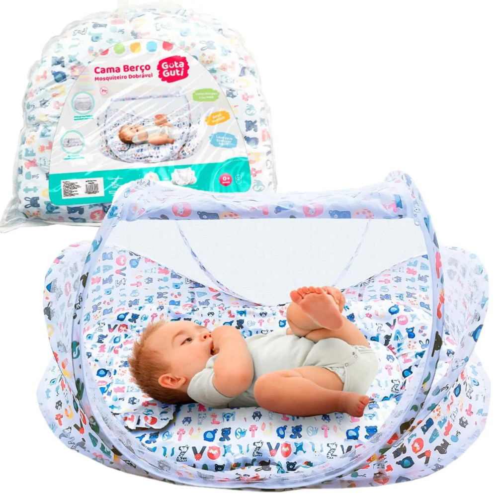 Cama Berço Portátil Com Mosquiteiro Tenda Dobrável Bebê Colchão Travesseiro