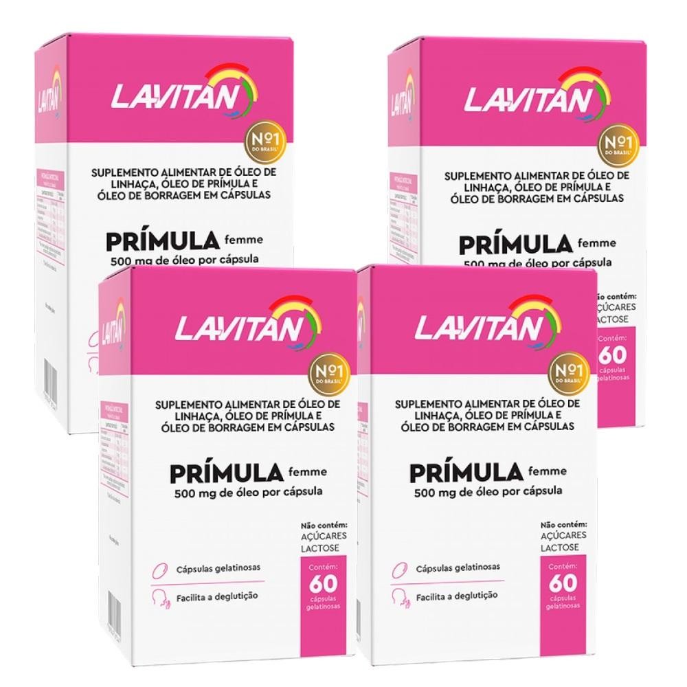 Kit Lavitan Prímula Femme Com 4 Unidades De 60 Cápsulas Cada