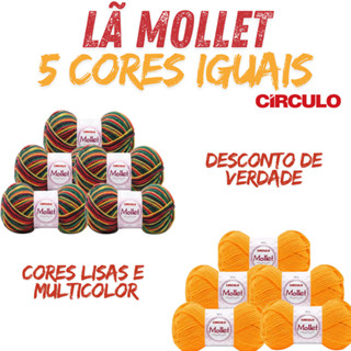 Kit de Fio Lã Mollet 40g Circulo - kit com 5 cores iguais em Oferta na Shopee