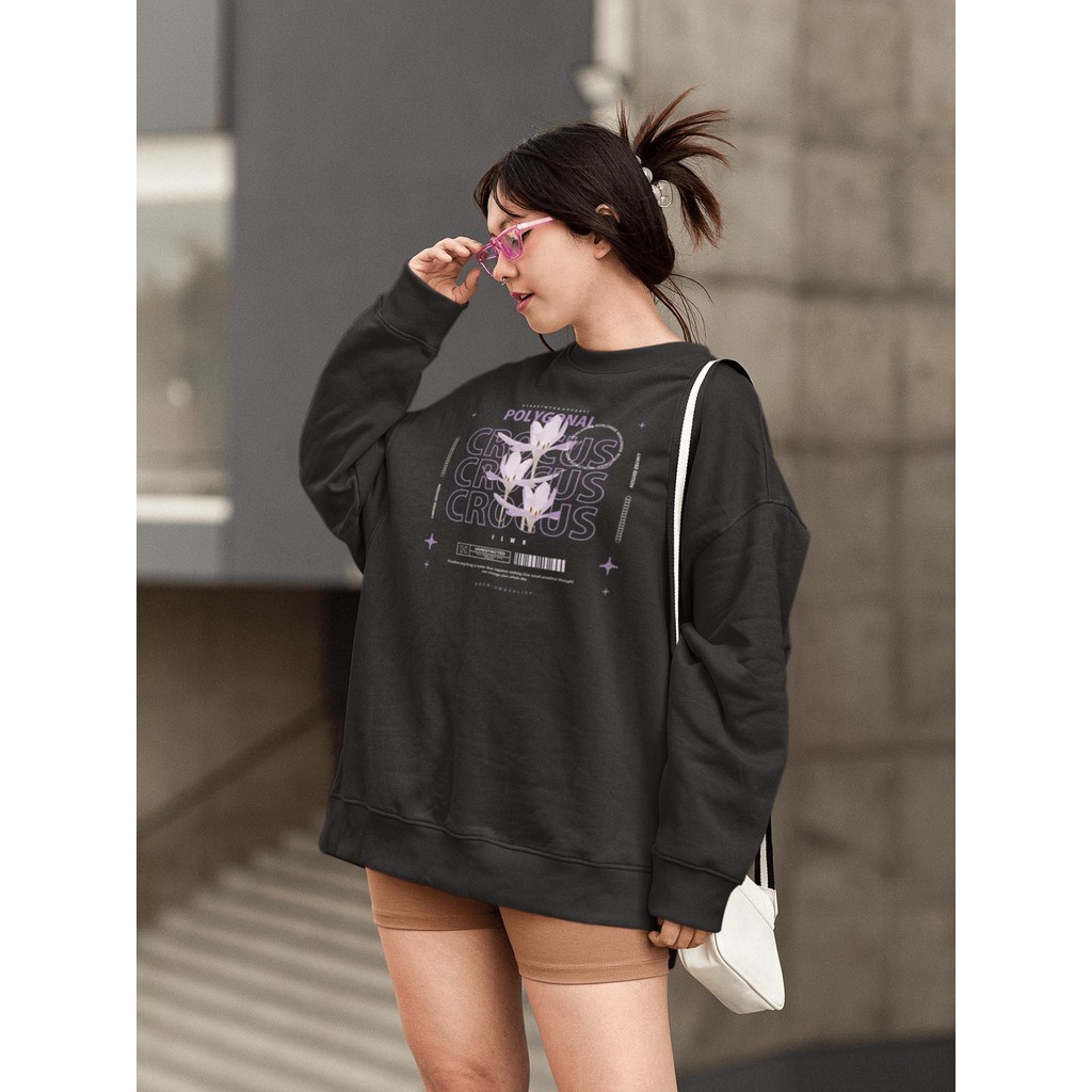 Moletom Blusa de Frio Básico Estiloso Feminino Estampado Gola Redonda Confortável 100% Algodão - Flower Flor