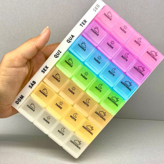 Porta Comprimido 18x11x2,5cm Portátil 28 Compartimento Viagem Medicamento Organizador Sem…