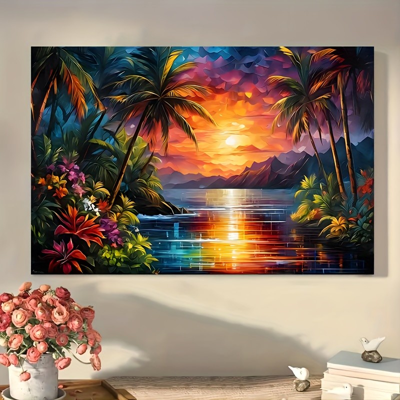 1 Peça De Pintura Em Tela Com Moldura De Madeira , kit De Arte Diamantes Artificiais Para Iniciantes , Presente De Decor