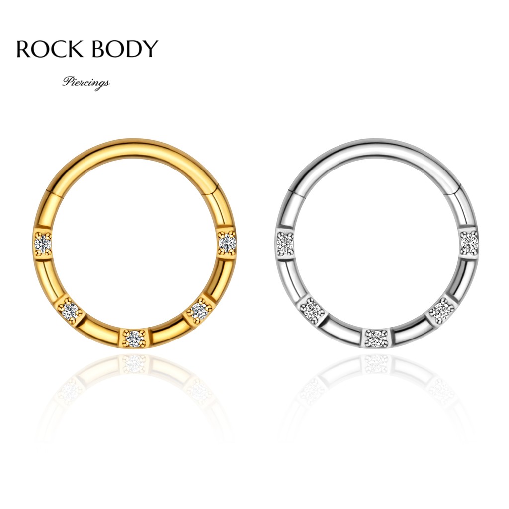 Piercing Argola Segmento Aço Cirúrgico Articulado Detalhes Pontinhos Zircônia | Helix, Septo, Rook, Conch em Oferta na Shopee
