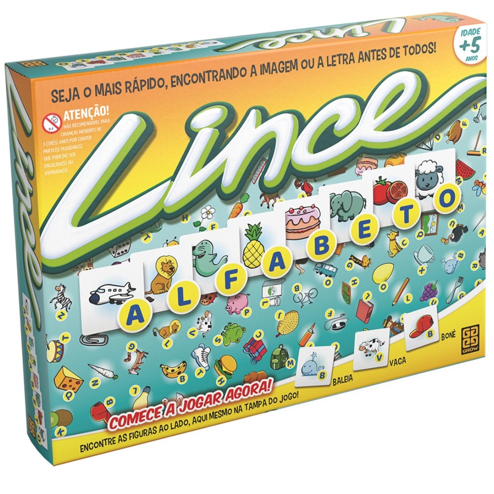 JOGO DE TABULEIRO LINCE ALFABETO GROW BRINQUEDO MESA IMAGEM LETRAS FIGURAS ENCONTRAR FICHAS CARTAS em Oferta na Shopee