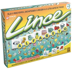 JOGO DE TABULEIRO LINCE ALFABETO GROW BRINQUEDO MESA IMAGEM LETRAS FIGURAS ENCONTRAR FICHAS CARTAS