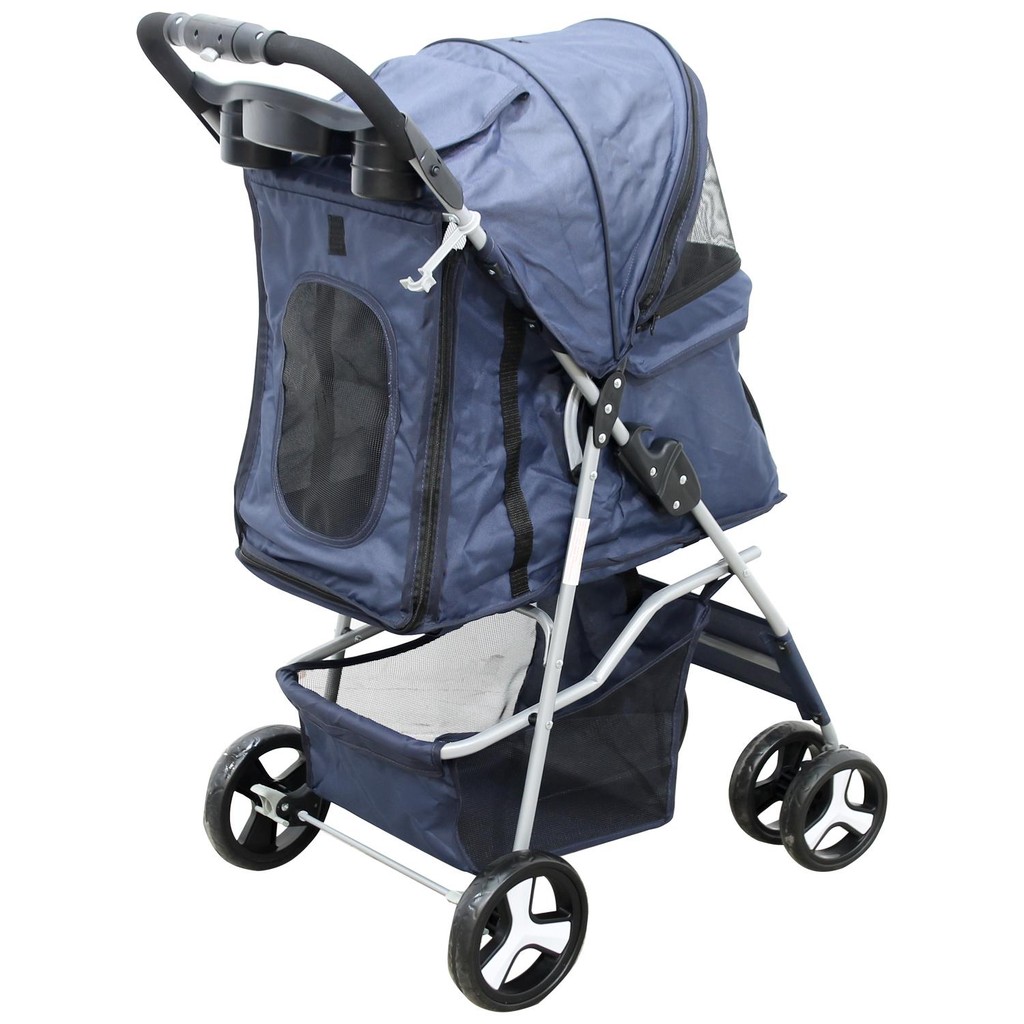 Detalhes do Carrinho de Passeio Pet com Porta Copo para Cães e Gatos - Azul